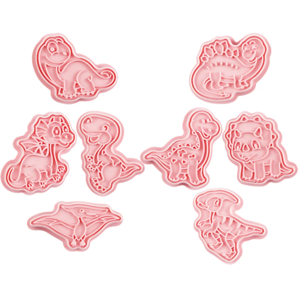 

8pcs Dinosaur Cookie Cutters Cookie Stamps Fondant Tool Biscuit Cake Baking Molds