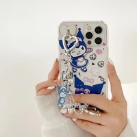 bandai kuromi cute with bracelet strap phone cases for iphone 12 11 pro max xr xs max 8 x 7 back cover 2022