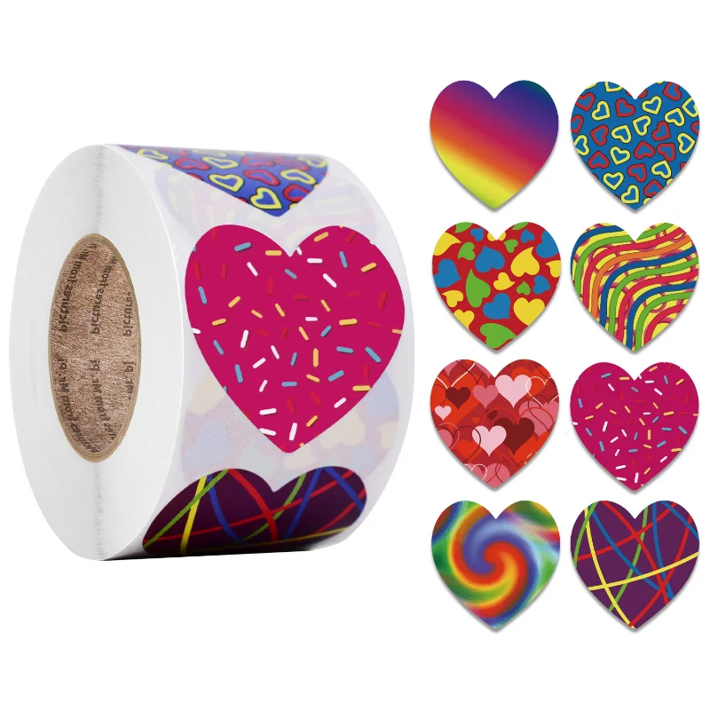 

1.5 Inch 100-500 Happy Valentine's Day Stickers Wedding Decoration Stickers Heart-shaped Envelope Gift Wrap Sealed Label