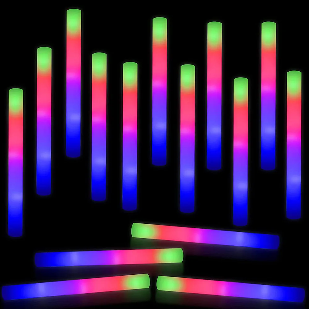 

LED Foam Sticks Glow In The Dark Party Favor Suppies Light Up Foam Sticks Neon Foam Sticks For Wedding Concert Birthday Festival