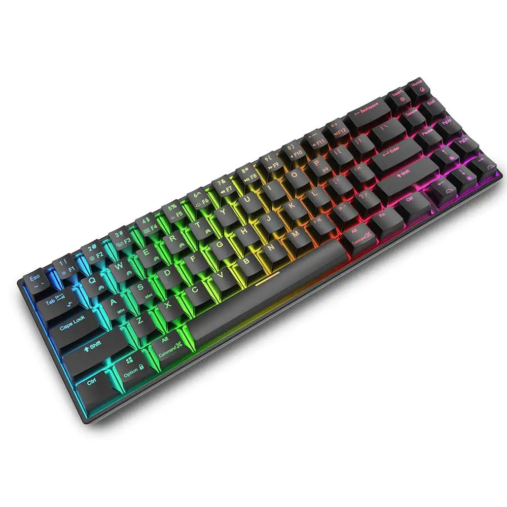 Механическая игровая клавиатура Royal Kludge RK71 с небольшими клавишами, bluetooth, беспроводная Двухрежимная USB-клавиатура с RGB-подсветкой и переключателем синего, коричневого, красного цветов