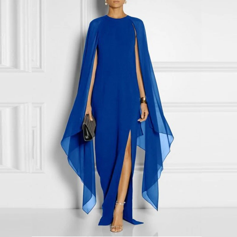 

Женское длинное ажурное платье с круглым вырезом, элегантное однотонное платье с разрезом, шифоновое вечернее платье без рукавов, лето 2023