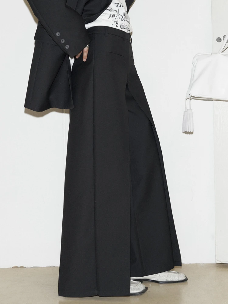 Женские прямые брюки LANMREM дизайнерские с широкими штанинами и высокой талией