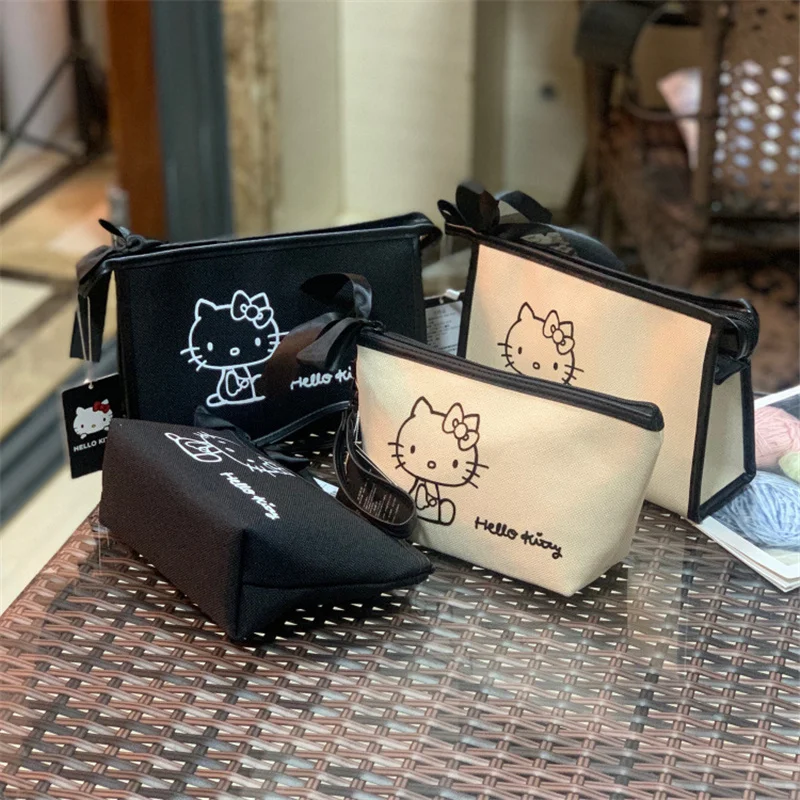 

Оригинальная сумка Hello Kitty, косметичка с бантом, Портативная сумка для хранения, сумка для мытья Sanrio Kawaii, сумка-мессенджер для женщин