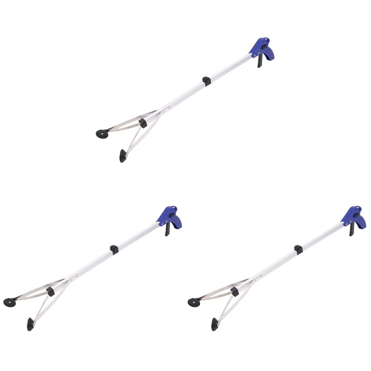 

3 Pieces White Trash Reaching Assist Tool Grabber Foldable Picker Long Handle Elderly