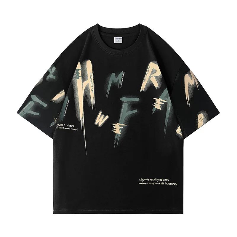

2022 Summer Men's T-Shirt Hip Hop Streetwear Tshirt Harajuku Gothic Dark Letter Print Short Sleeve Couple Tops Tees