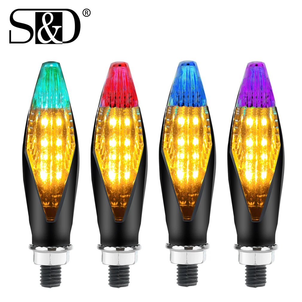 

1Pc LED Motorcycle Turn Signal Light Waterproof White Amber Indicator Blinker RGB Changeable Rear Light Lamp Accessories 12V