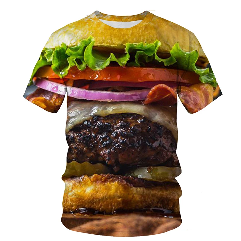

Funny Food 3D Print T-Shirts Hamburg French fries Streetwear Men Women Fashion Oversized T Shirt Harajuku Kids Tees Tops Clothes