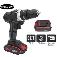 electric cordless drill wireless power driver screwdriver with 2 lithium ion batteries home diy useful repair woodworking tool