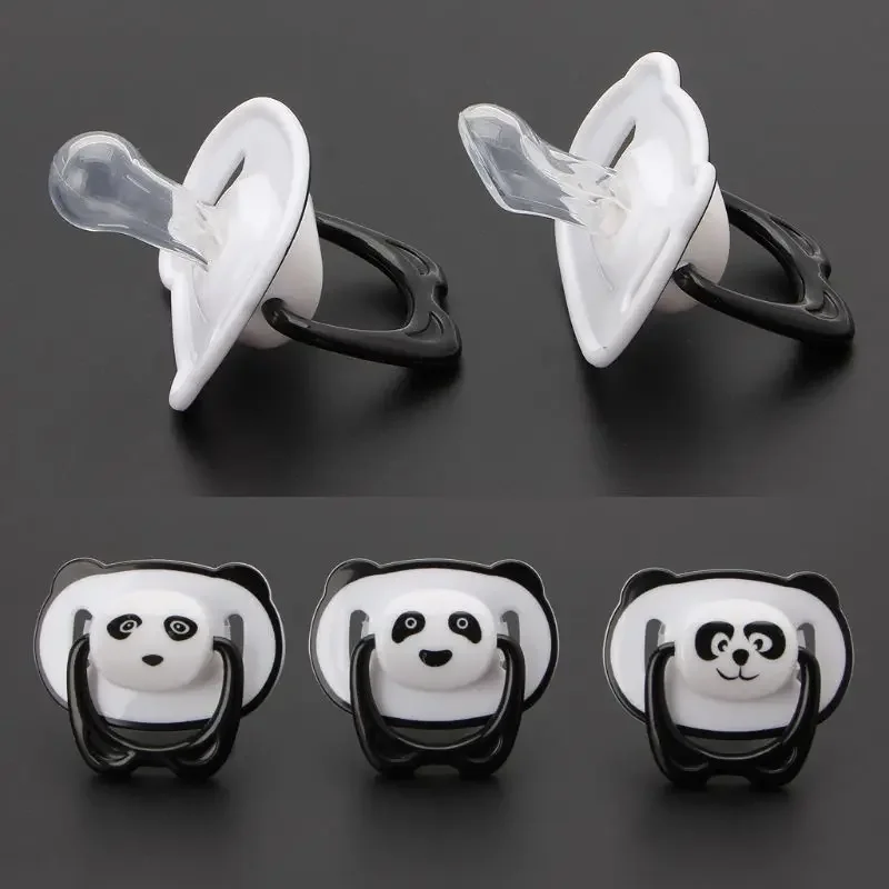 

Cute Panda Nipple Dummy Pacifier Baby Food Grade PP Silicone Soother Toddler Orthodontic Nipples with Ring Teether Baby Pacifier