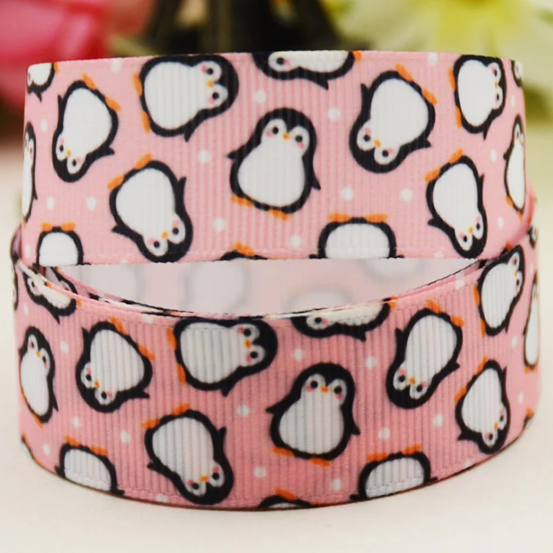 

22mm 25mm 38mm 75mm Penguin Cartoon printed Grosgrain Ribbon party decoration 10 Yards X-05083