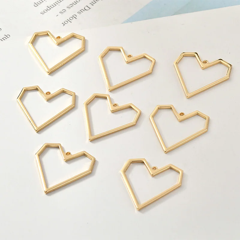 Простые геометрические подвесные круглые серьги в форме сердца сделай сам