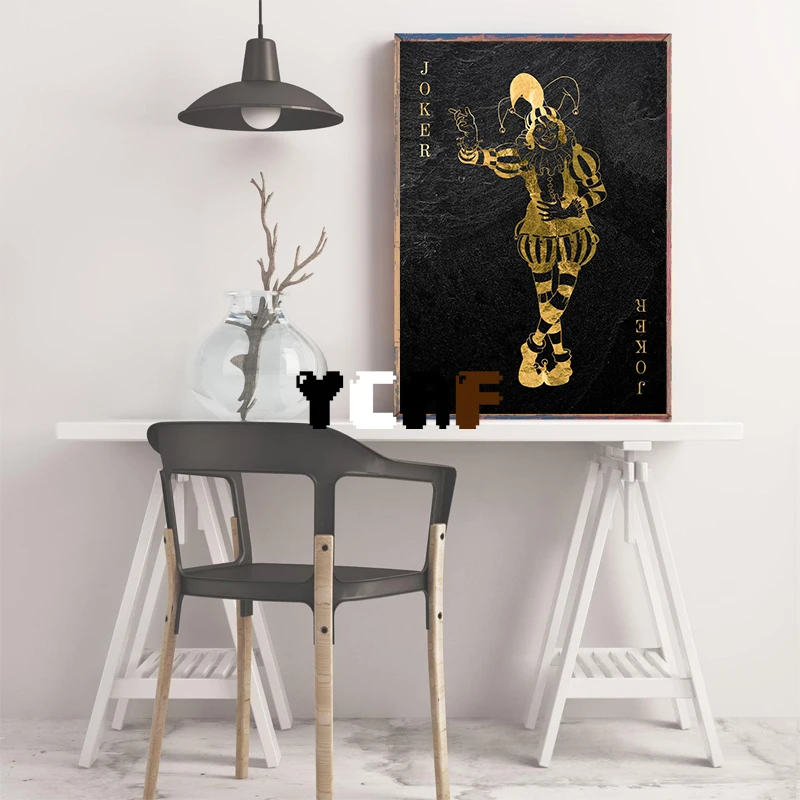 Золотые игральные карты Джокер королева король конфетные настенное искусство