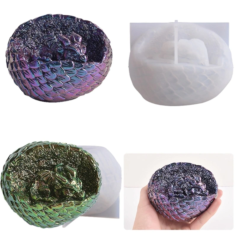 

DIY Dragon Egg Crystal Epoxy Resin Mold Dinosaur Cub Soap Candle Dessert Chocolate Handmade Ornaments Silicone Casting Moulds