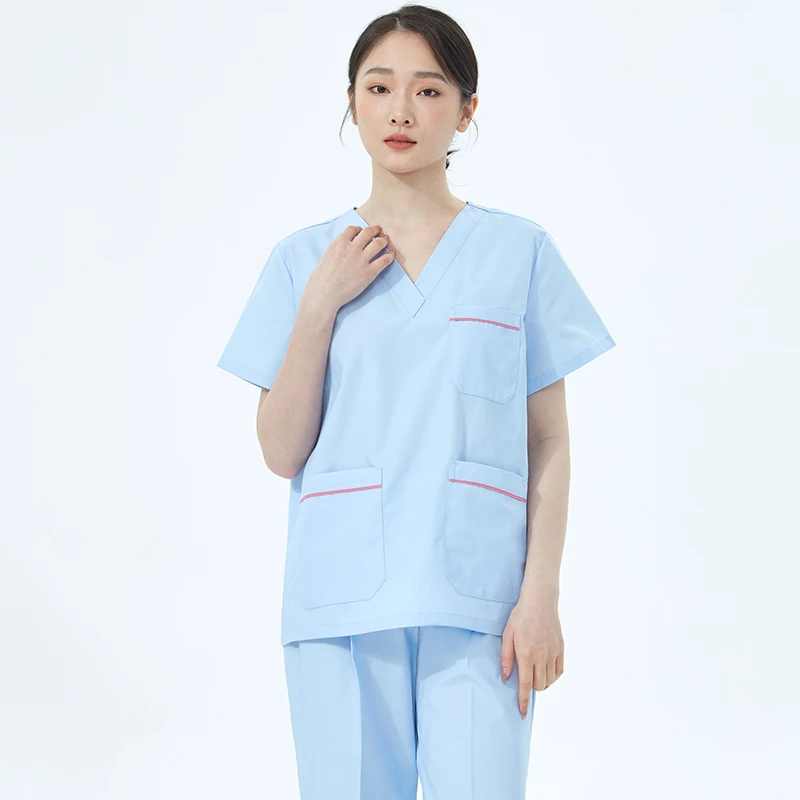 Однотонный медицинский скраб с V-образным вырезом ортопедический хирургический