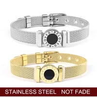 fashion stainless steel mesh bracelet black acrylic charm bracelet women jewelry gift bracelet