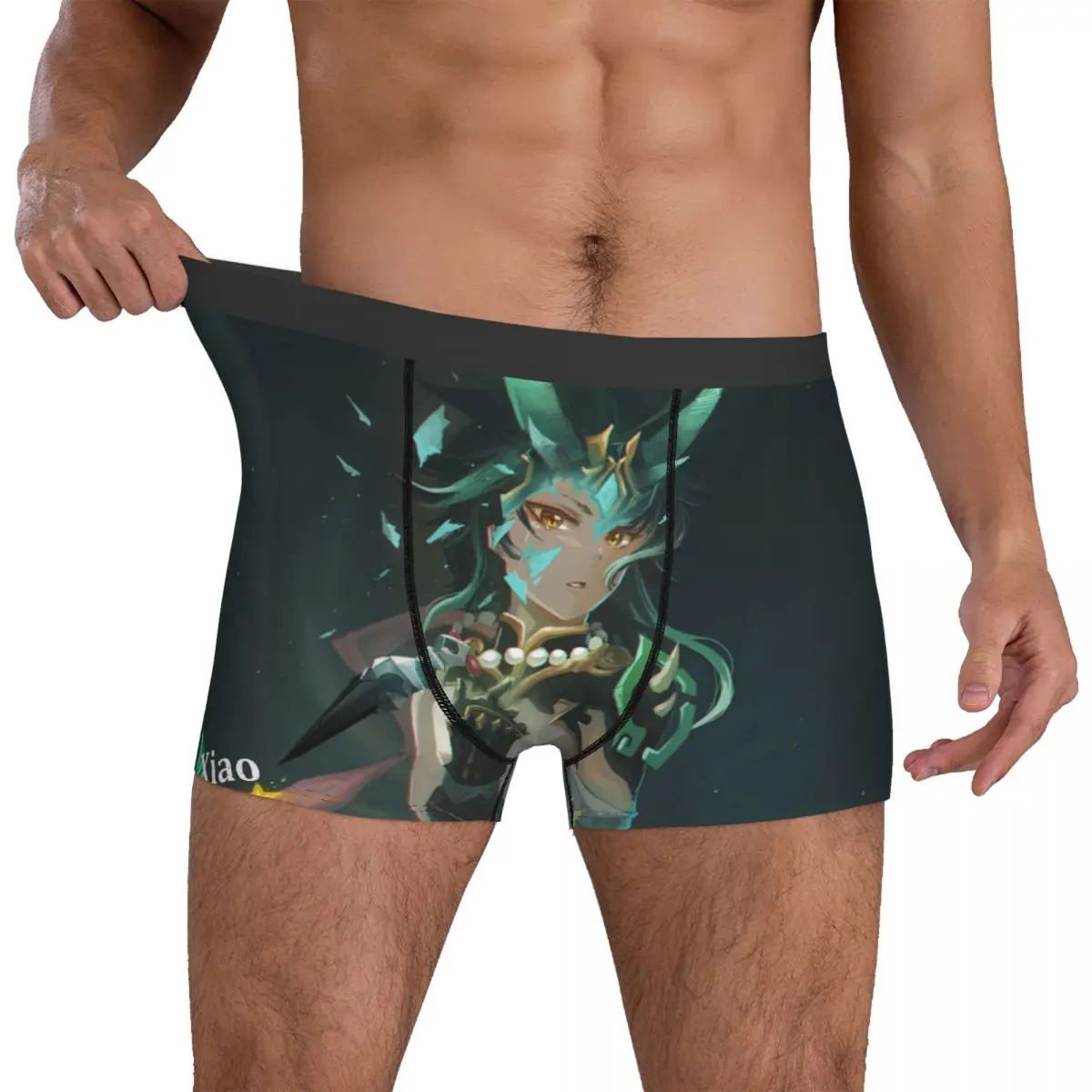 

Genshin Impact Xiao Нижнее белье Мужские трусы с принтом рога эластичные трико шорты брифы размера плюс 2XL