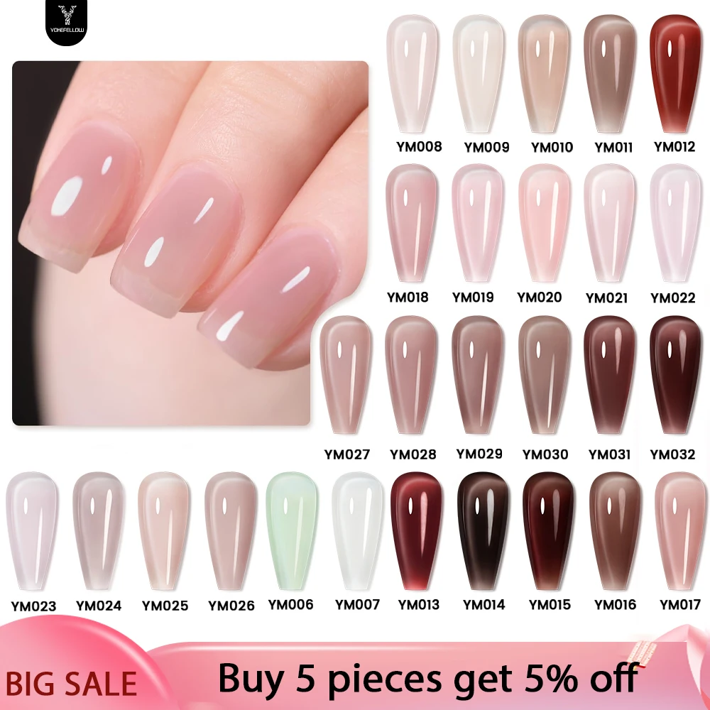 YOKEFELLOW Прозрачный гель-лак для ногтей Набор из 3 шт. Желейный УФ-гель