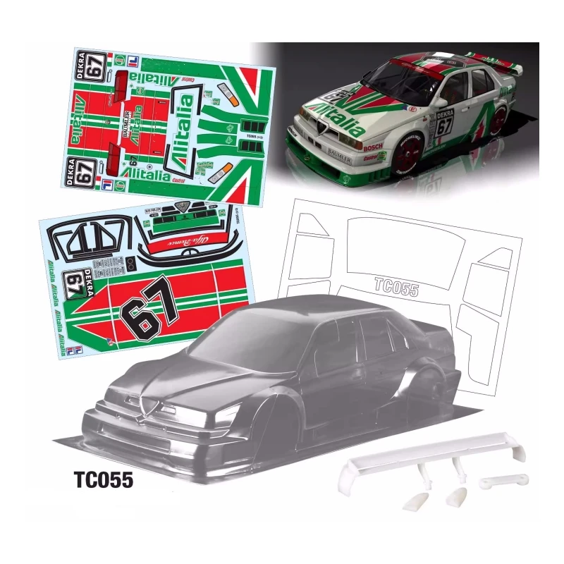 TC055 1/10 155 Rc Drift Car Toys, Transparent Body Shell With 3D Tail Wing/Rearview Mirror