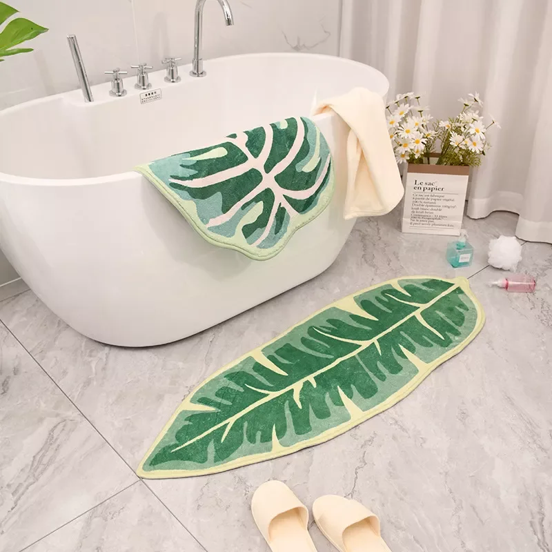 

NEW2023 Banana Leaf Bath Mat Super Soft Imitation Cashmere Irregular Anti-slip Absorbent Floor Mat Home Decor Sofa Bedside Rug
