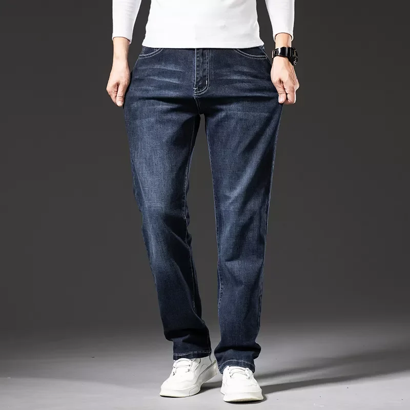 

Autumn Winter New Style Business Casual Loose Elastic Classic Trousers Male Plus size40 42 44 46 Brand Men's Thick Jeans