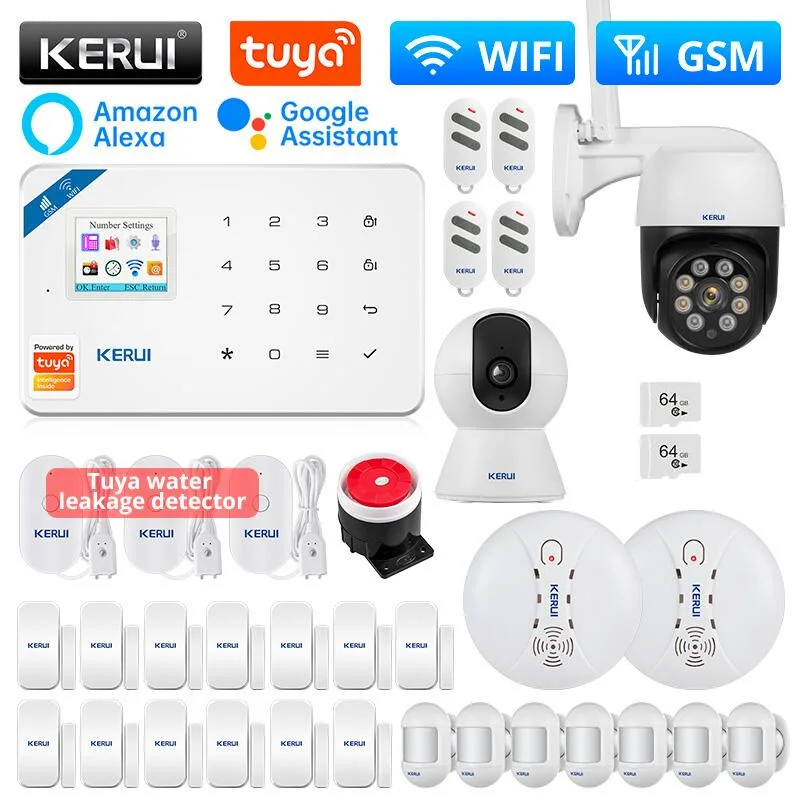 

KERUI W181 Wireless Home Alarm WIFI GSM Alarm Tuya Smart APP Motion Sensor Door Sensor Water Leakage Detector 120db Siren