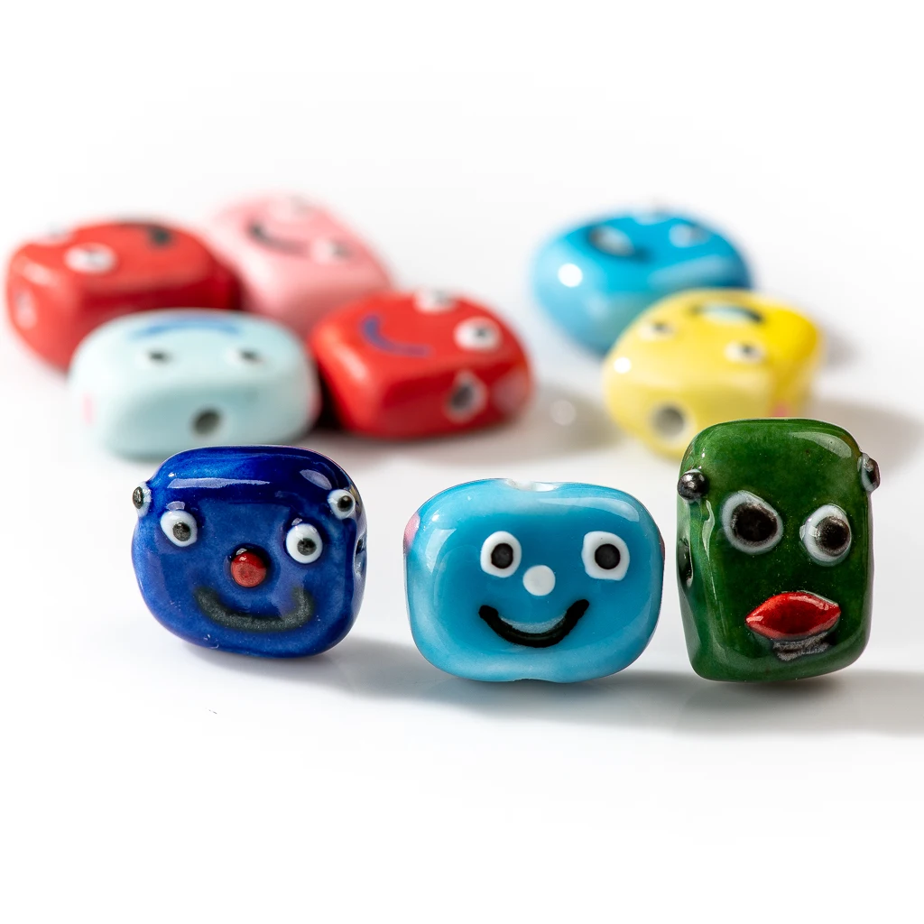 

Abstract Cartoon Ceramic Robot Beads Handmade Porcelain Bracelet Jewelry Making Materials Wholesale XN612