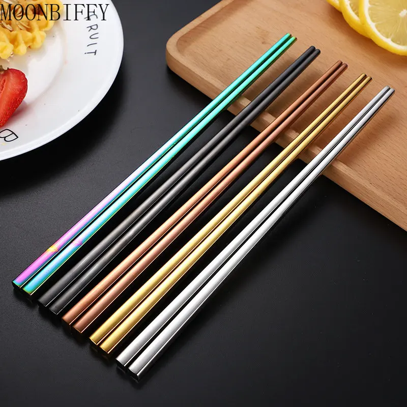 

1 Pair of Portable Stainless Steel Sticks Non-slip Food Sticks Dishware 23cm Chinese Sticks Dishware Kitchen Utensils