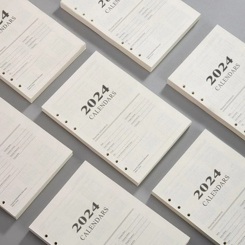 

2024 Notebook Refills Kawaii Loose Leaf Diary Journal Planner Notepad Cute Schedule Agenda Organizer Korean Stationery Office