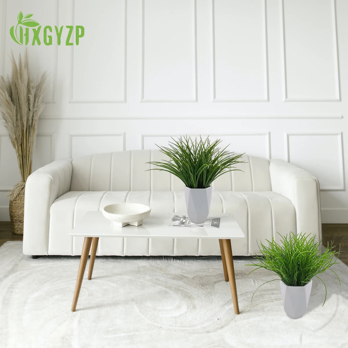 Искусственная трава HXGYZP с керамическим цветочным горшком большое искусственное