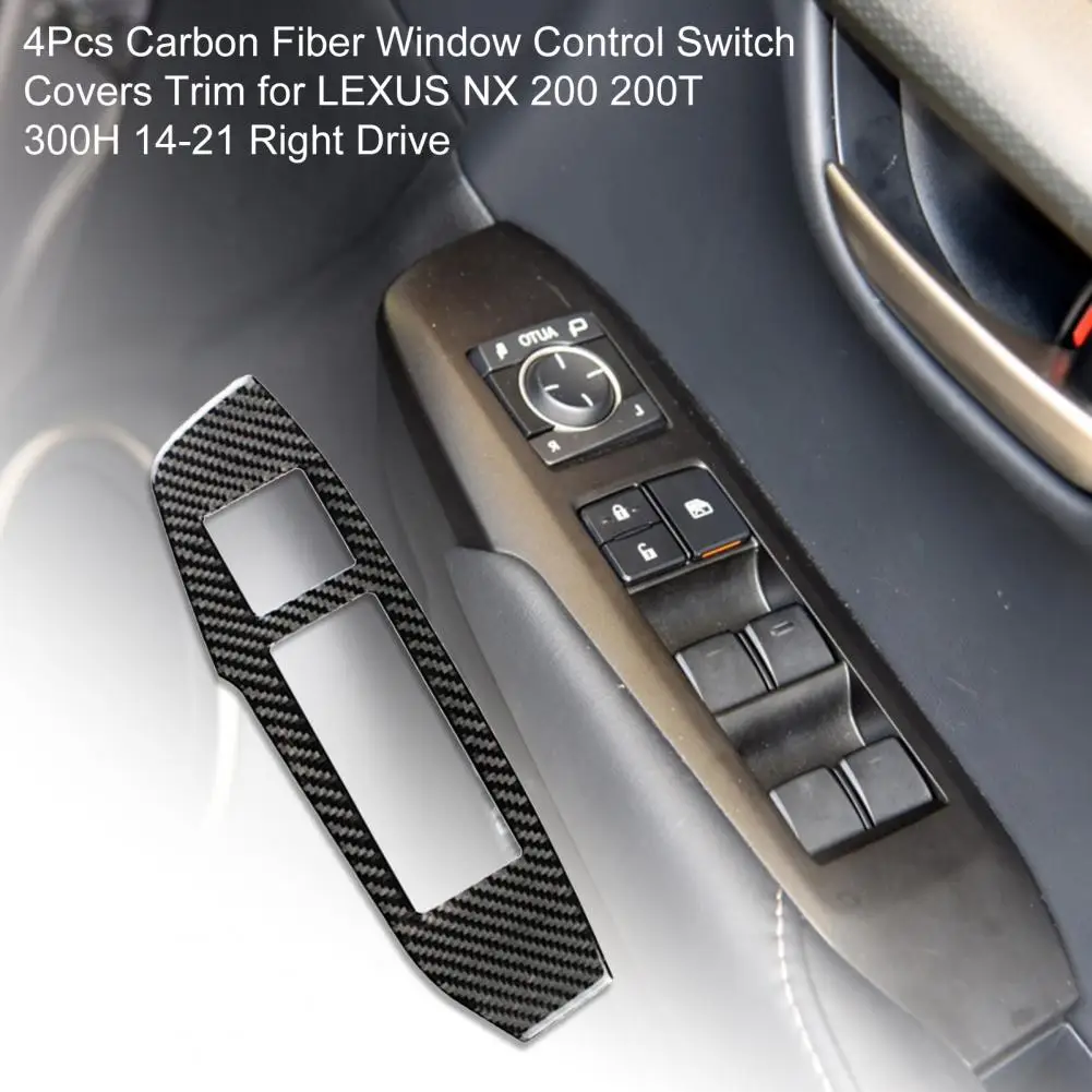 

Self-adhesive Carbon Fiber 4Pcs Window Control Switch Dust-proof Covers Trim for LEXUS NX 200 200T 300H 14-21 Right Drive