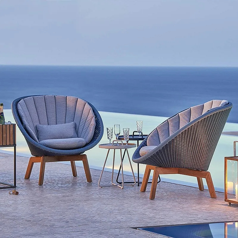 

Sofa Table and Chair Combination Set Customized Simple Outdoor Leisure Furniture Rattan Teak Garden Courtyard Terrace Outdoor