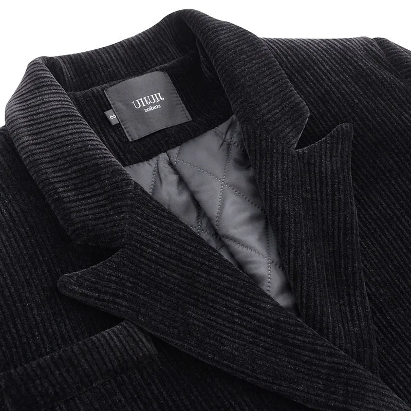 Corduroy Blazers Women Black Solid Colors Double Breasted Long Sleeve Office Lady Elegant Warm Blazer Fashion High Street Suits