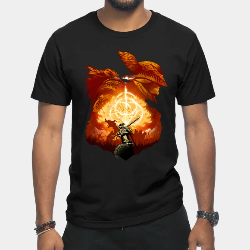 

Футболка Elden с рисунком кольца и игры, Мужская модная футболка с графическим принтом в стиле хип-хоп, уличная одежда, футболка, Классическая ...