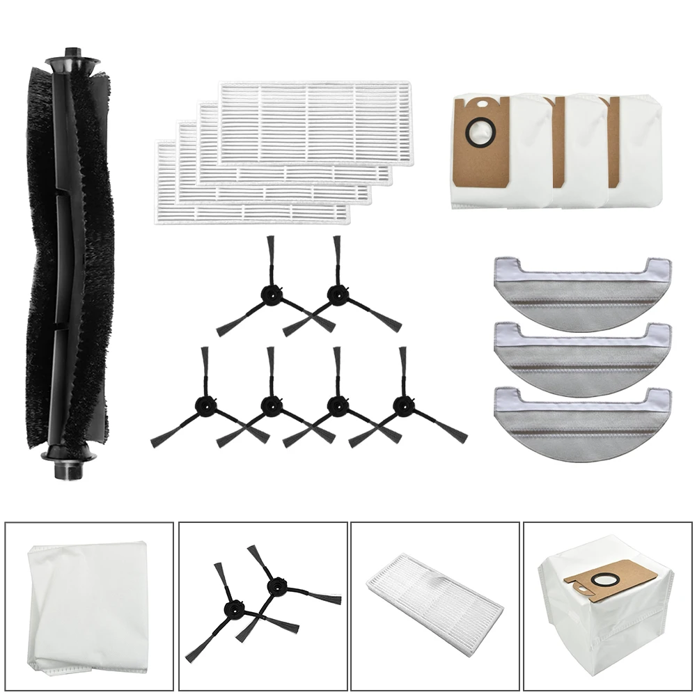 

Main Side Brush Roller Brush Filter Dust Bags Mop Cloths For Ultenic T10 Vacuum Cleaner Kit Reduce Dust Pollen