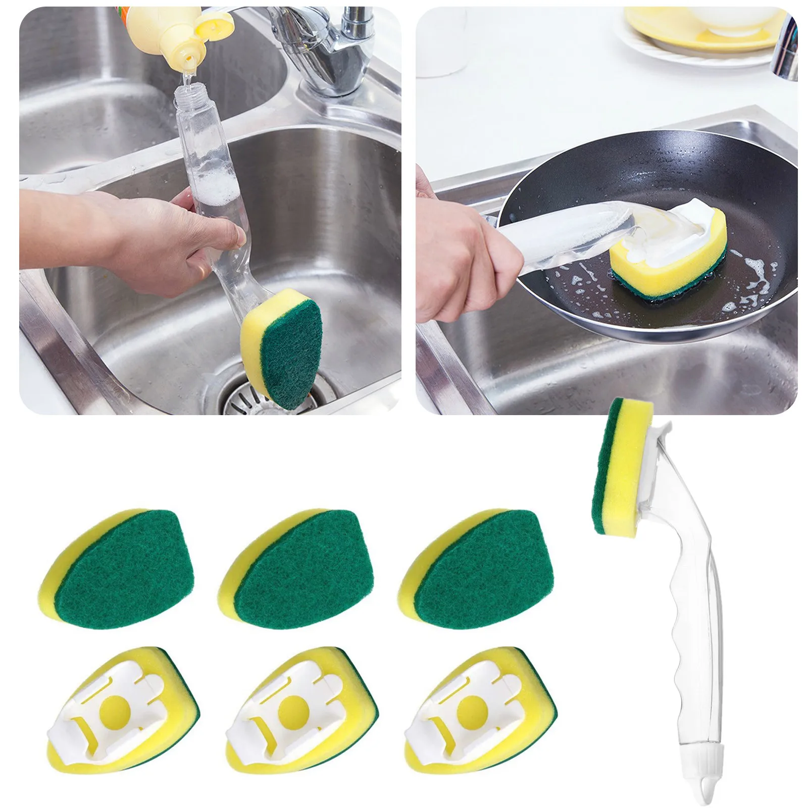 

7Pcs Heavy Duty Dish Wand Sponge Replacement Heads For Kitchen Sink Cleaning Dish Wash Sponge