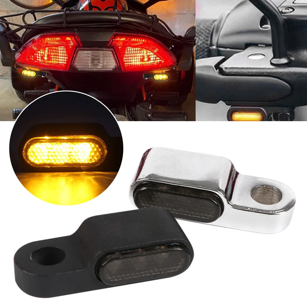 

2PCS Motorcycle Turn Signal Lights 12V Handlebar Brake Clutch Mount Mini LED Indicator Amber for Motorcycle Handlebar