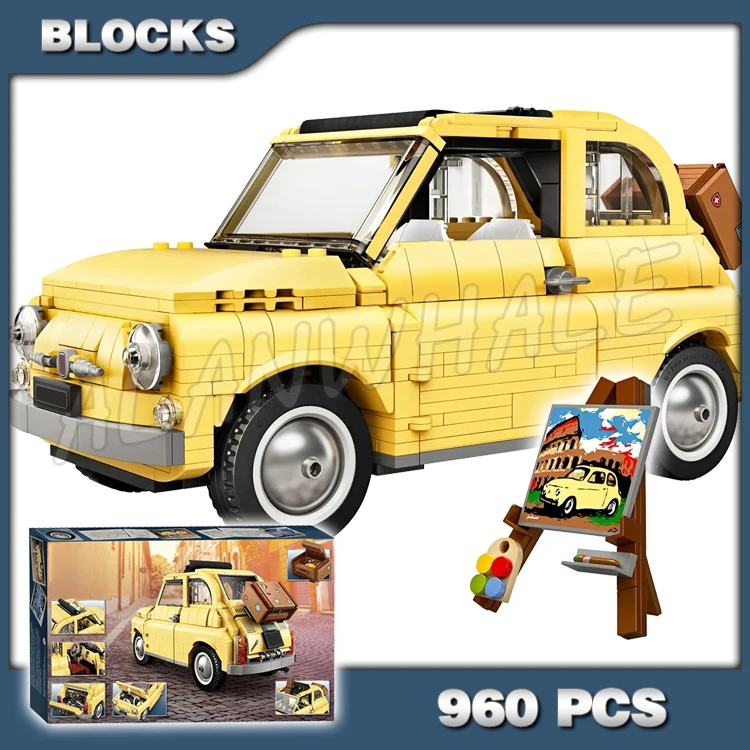 

960 шт. креативный эксперт Fiat 500 автомобиль классический автомобильный дизайн Итальянская тема 11509 строительные блоки игрушки совместимы с м...