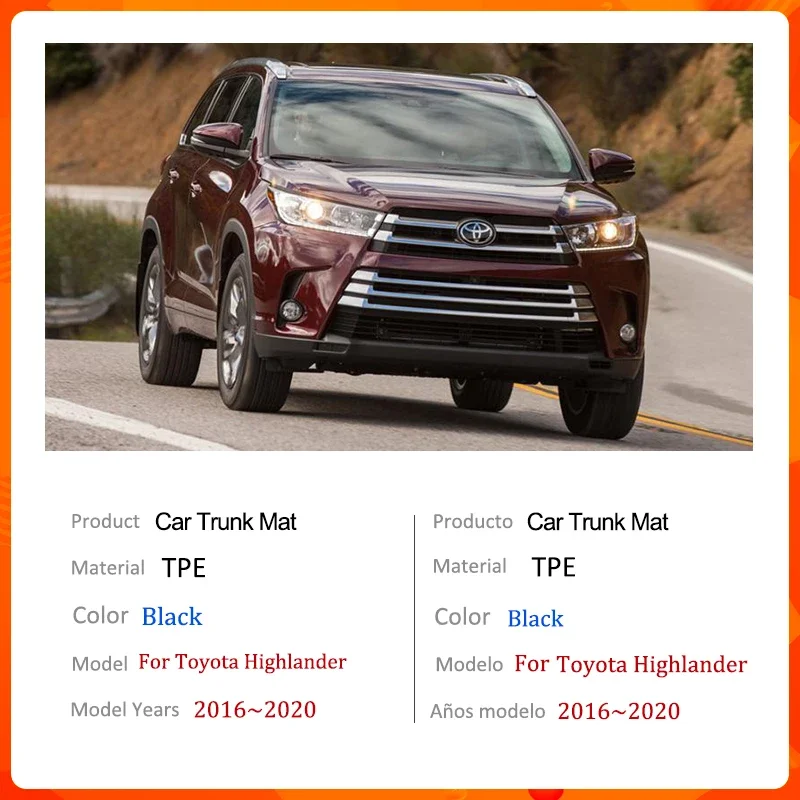 Противоскользящий коврик для багажника Toyota Highlander XU40 XU50 2006 ~ 2020 2014 2017