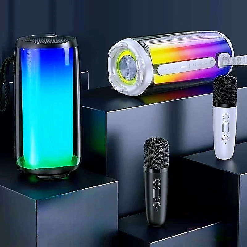 

QueTing Cool Wireless Microphone Bluetooth K Song Multi-color Beating Lighting Outdoor Convenient Speaker