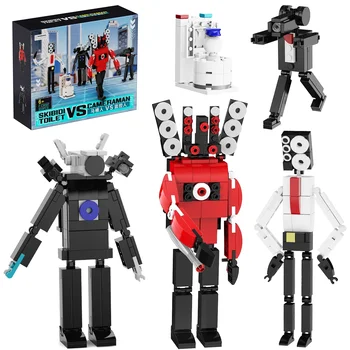 BuildMoc Skibidi 변기 타이탄 모니터 카메라 맨 빌딩 블록 세트, Camerman Wofer 벽돌 장난감, 어린이 생일 선물, 5 in 1