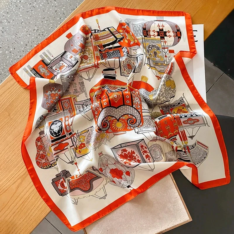 Роскошный брендовый Шелковый квадратный шарф с принтом для женщин Мягкая