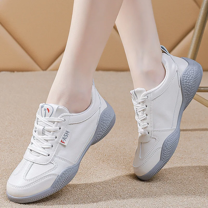 

2023 NEW Women Running Summer Autumn Fashion White Hollow PU Leather Lace-Up Mesh Breathable Casual Sneakers Zapatos De Mujer