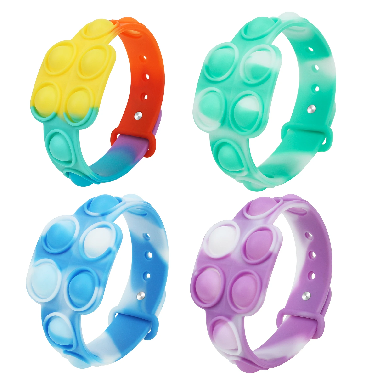 

Decompression Fidget Bracelets Toys Wearable Relief Stress Dimple Bubble Soft Bracelet Squeeze Wristband Sensory Toy Kids Gift