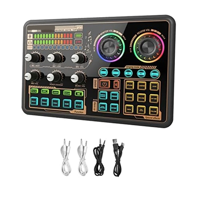 

Sound Effects Board Audio Interface Live Sound Board Plastic For PC Microphone, Audio Mixer For Karaoke, Gaming
