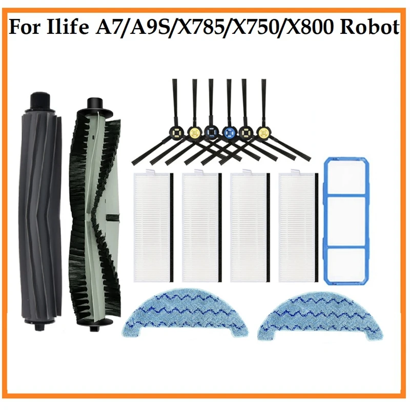 

Сменные аксессуары для робота-пылесоса Ilife A7 A9S X785 X750 X800, насадка на швабру, фильтр НЕРА, основная и боковая щетки, 15 шт.