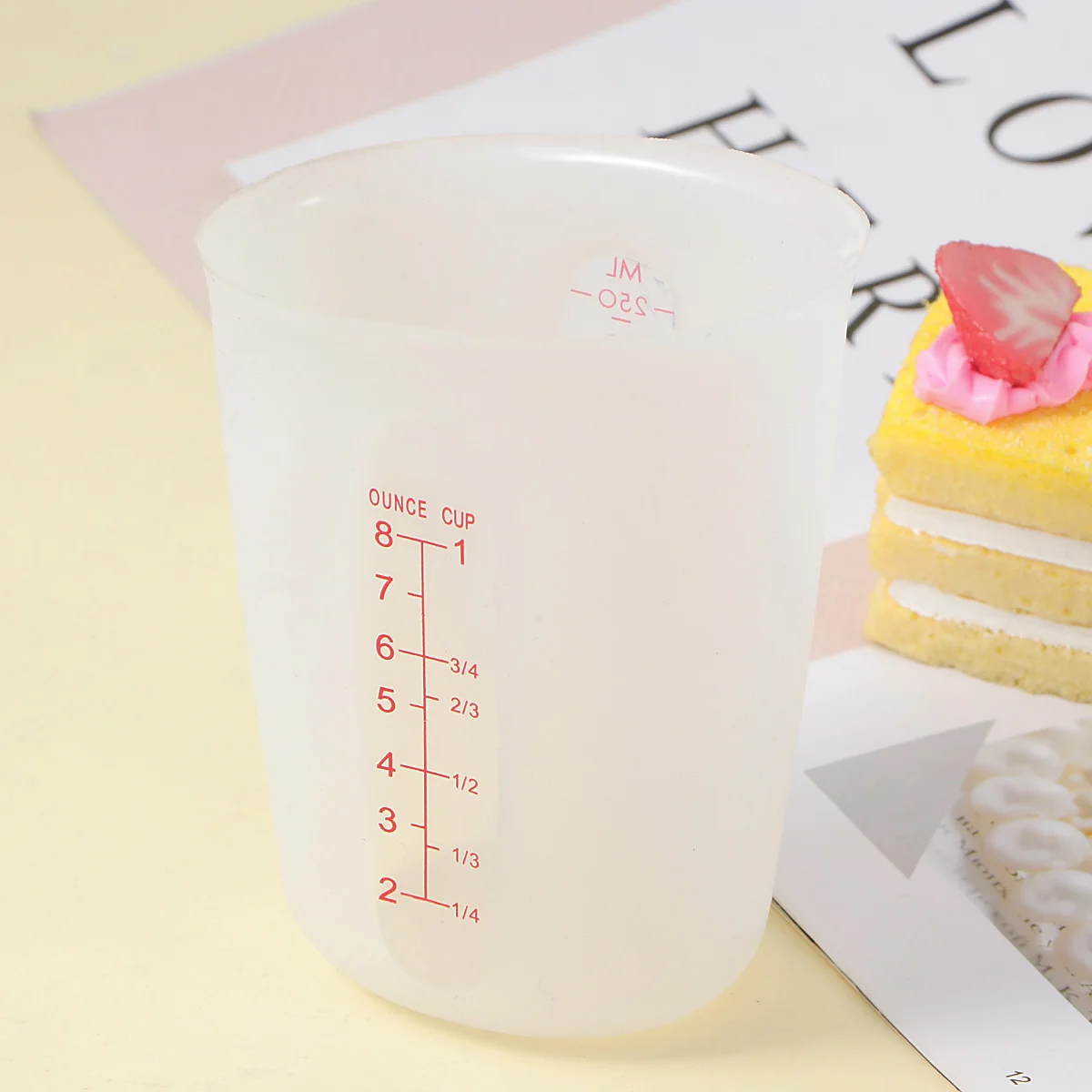 

Silicone Beaker Visible Measuring Cup Liquid Cups Container With Graduations White Mix