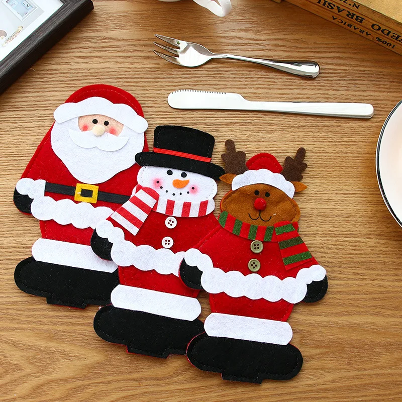 

Santa Clause Snowman Deer Merry Christmas Dinning kit bag dinner table festivial layout Joy happy family party supply DIY decor