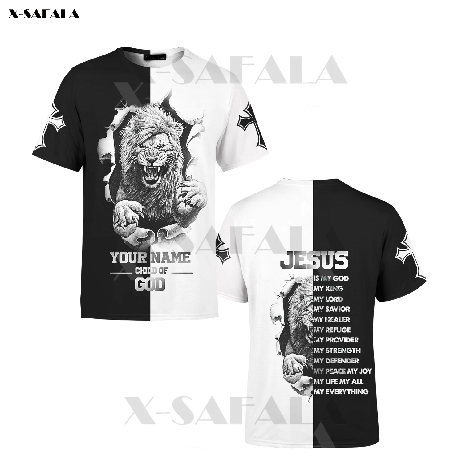 

Jesus Lion Tattoo Child Of God 3D Print Men T-Shirts Tops Tees Short Sleeve Casual Milk Fiber O Collared Summer New