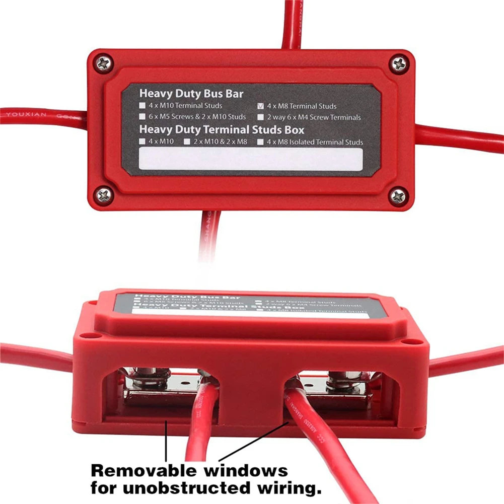 

M8*4 300A DC 48V RV Parts Studs Bus Bar Power Distribution Box Terminal Block Heavy Duty Other Vehicle Parts Accessories